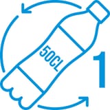 Number of 50 cl plastic bottles used to produce this recycled polyester product.